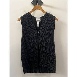 NEW FORTE FORTE women's eco viscose plisse top in nero